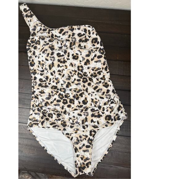 Nip Tuck Rhonda Leopard One Shoulder One Piece Swimsuit Size 4 - Picture 1 of 4